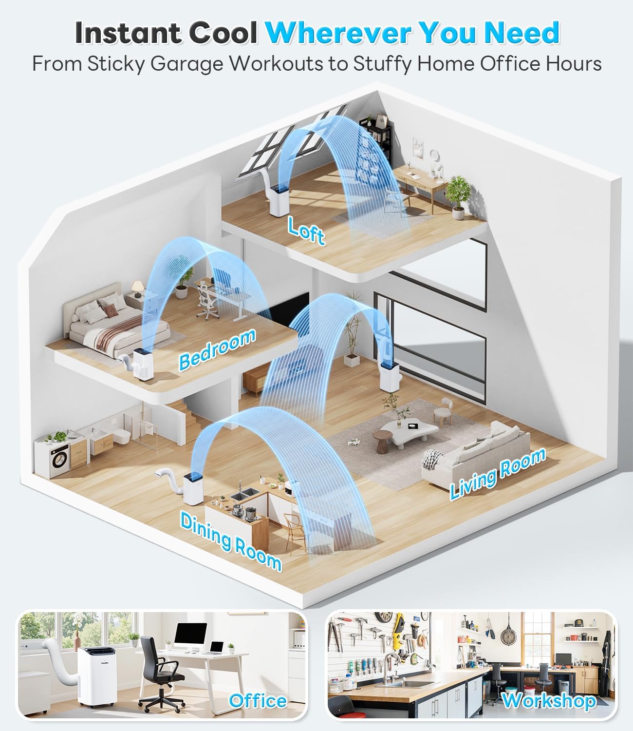 Fadify Smart Portable Air Conditioner 14,000 BTU, WiFi & Remote Control