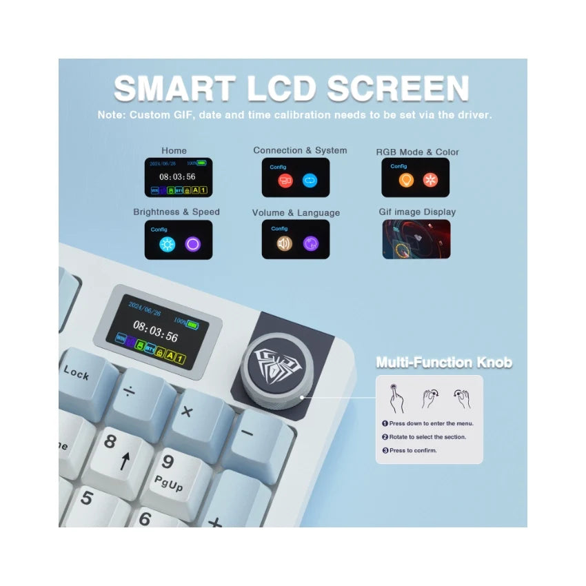 Fadify S98 Pro Mechanical Keyboard Featuring Knob and LCD Screen