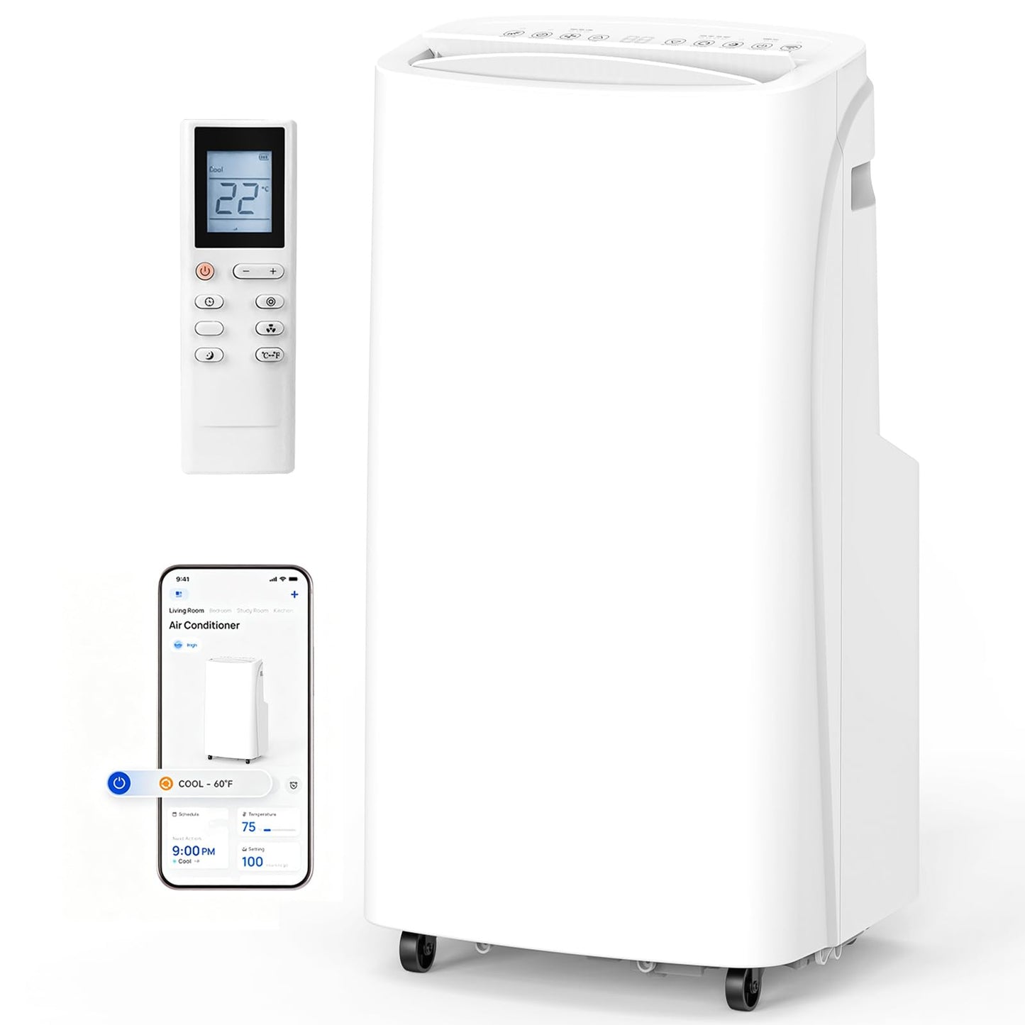 Portable Air Conditioner, 3-in-1 8500 BTU AC Unit with Fan & Dehumidifier – Quiet Cooling for Bedroom, Home Office up to 450 sq.ft, Includes Complete Window Mount Kit
