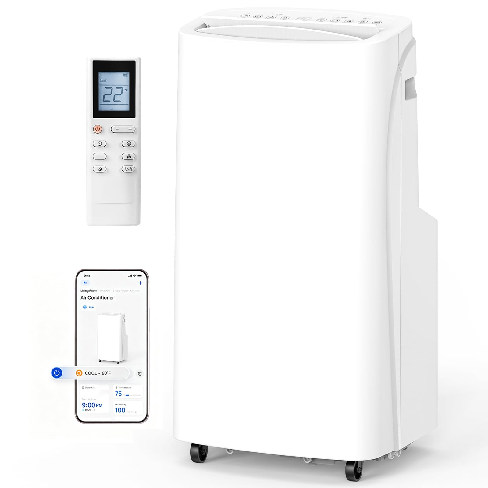 Portable Air Conditioner, 3-in-1 8500 BTU AC Unit with Fan & Dehumidifier – Quiet Cooling for Bedroom, Home Office up to 450 sq.ft, Includes Complete Window Mount Kit