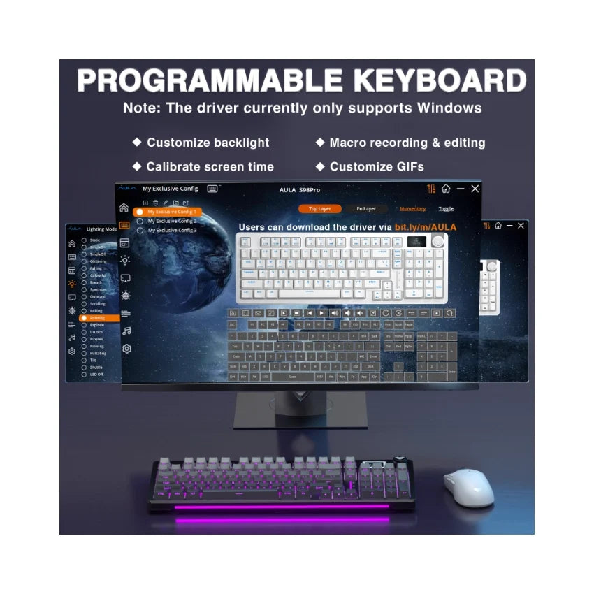Fadify S98 Pro Mechanical Keyboard Featuring Knob and LCD Screen
