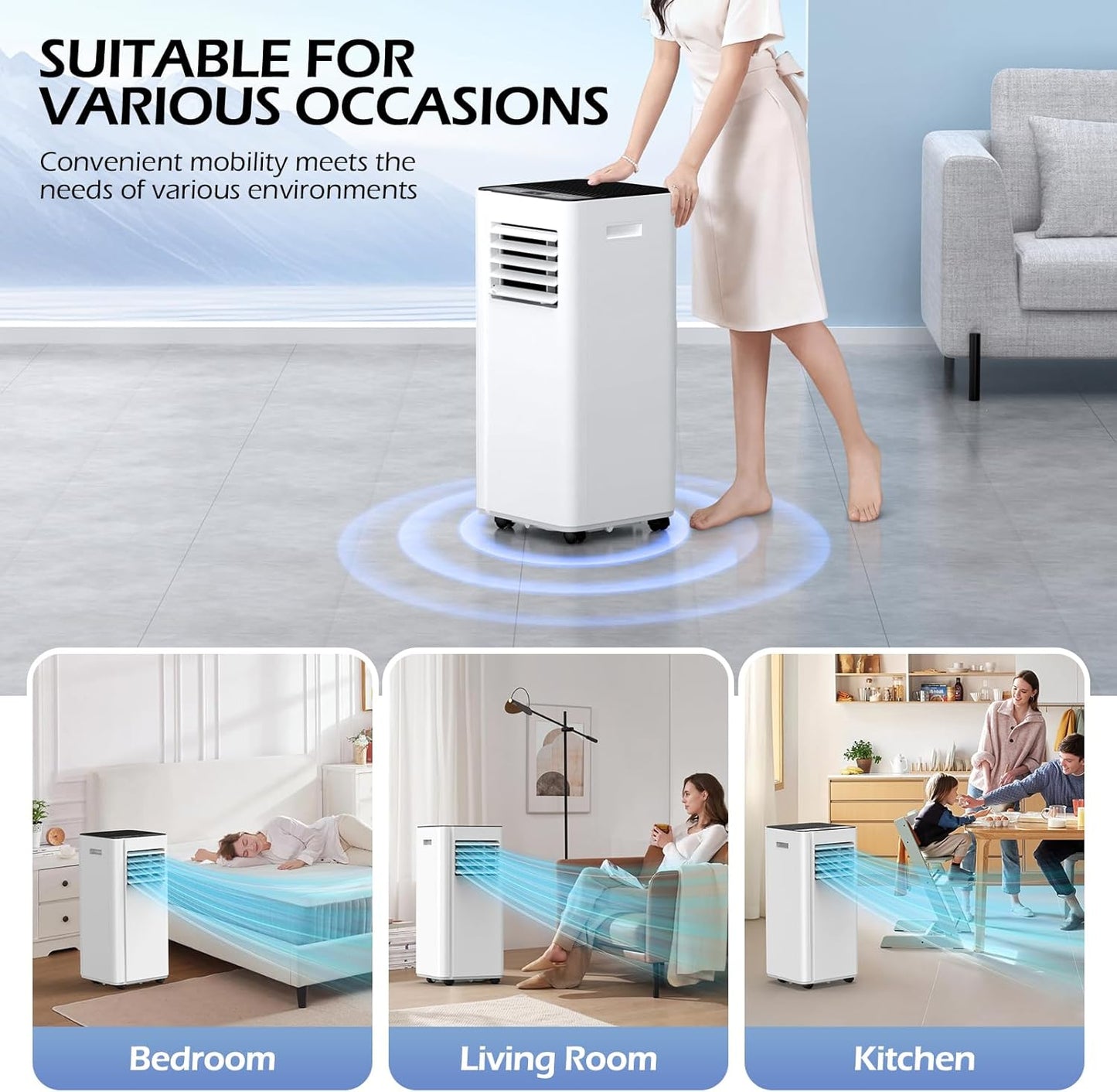 Fadify Portable Air Conditioner 10000-16000 BTU with WiFi & Quiet 40dB Mode