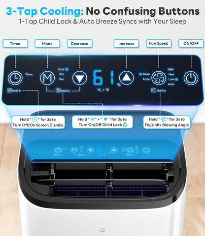Fadify Smart Portable Air Conditioner 14,000 BTU, WiFi & Remote Control