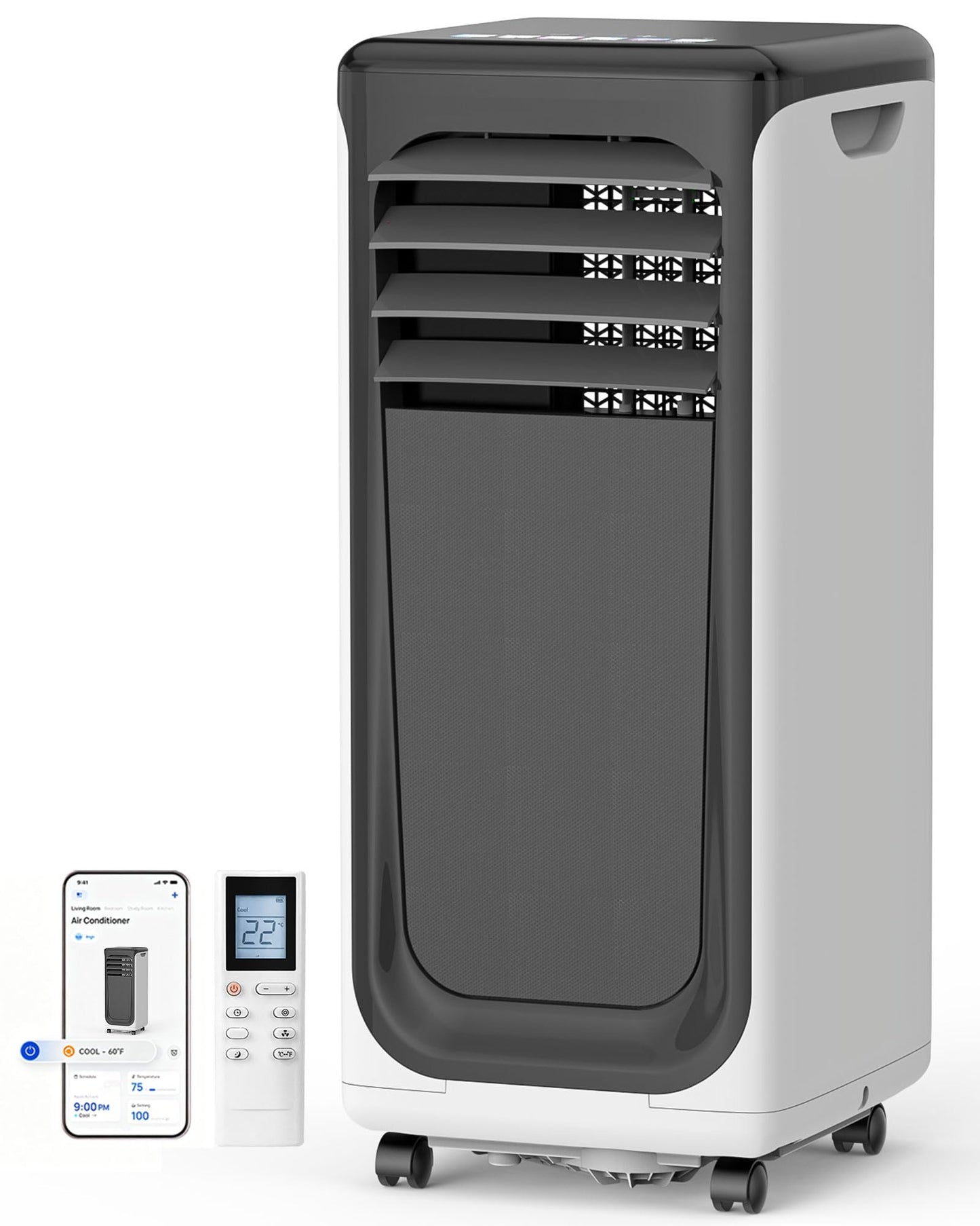 Portable Air Conditioner, 3-in-1 8500 BTU AC Unit with Fan & Dehumidifier – Quiet Cooling for Bedroom, Home Office up to 450 sq.ft, Includes Complete Window Mount Kit