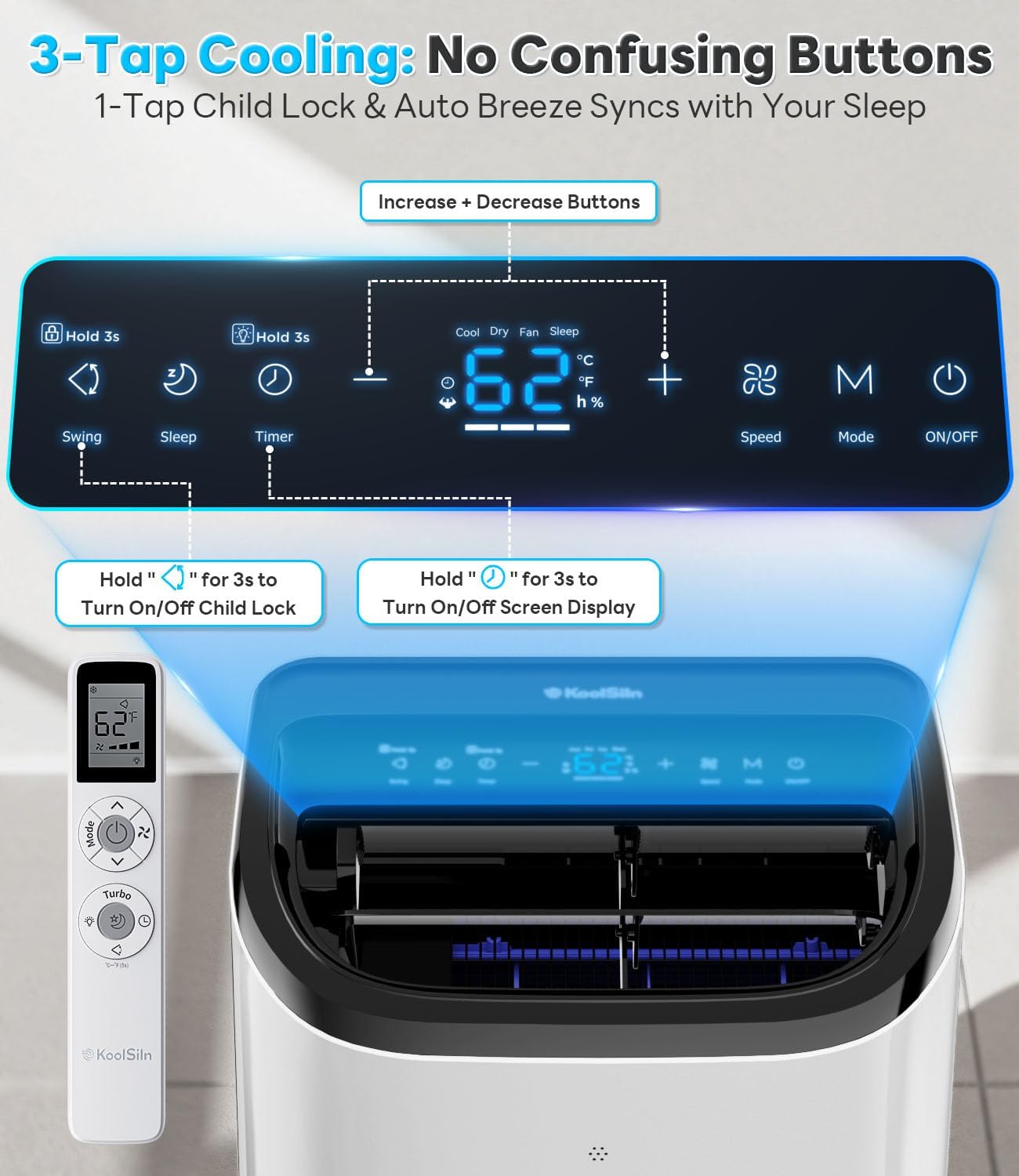 Fadify Max Portable Air Conditioner 12,000 BTU for 550 Sq.Ft, Quiet