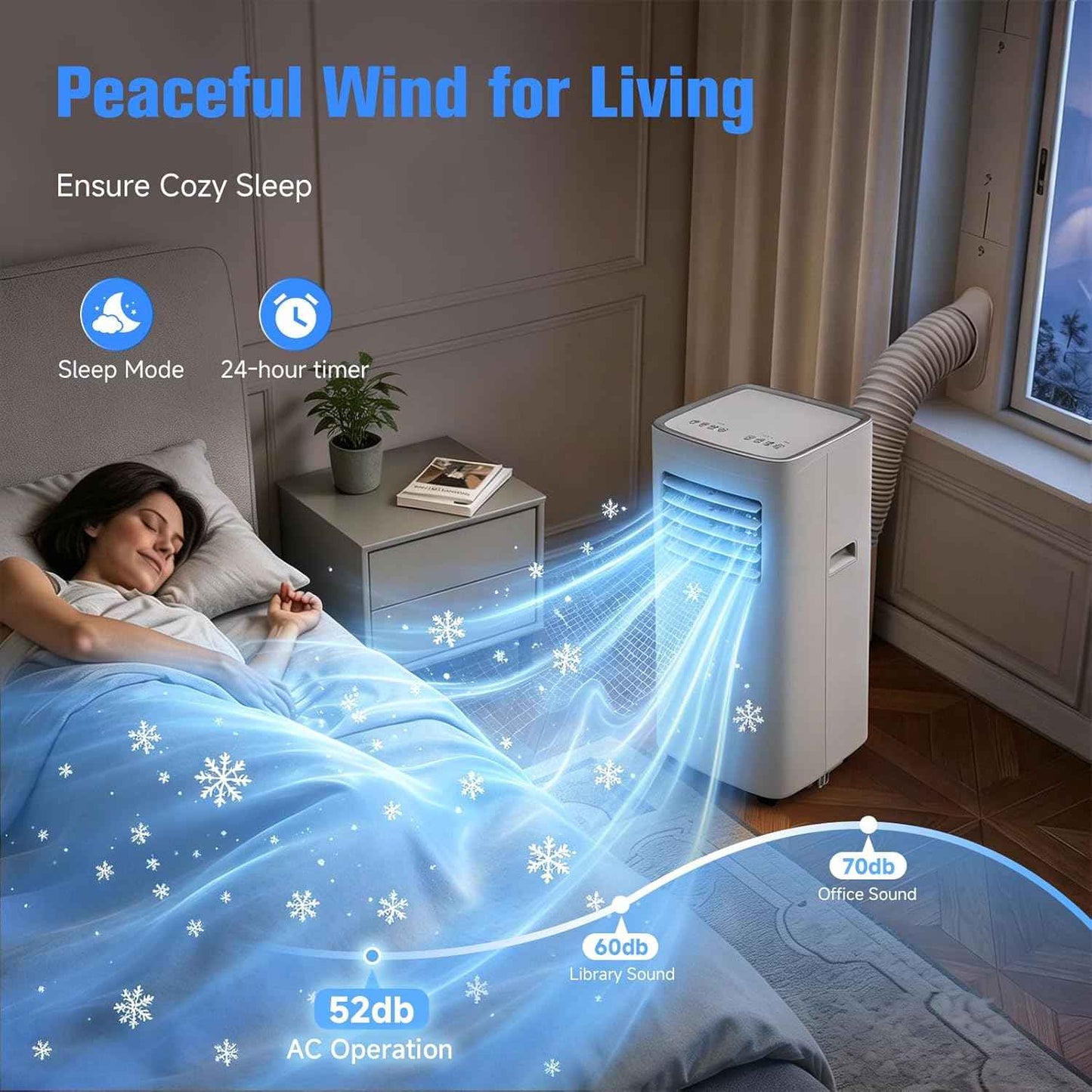 Portable Air Conditioner, 3-in-1 8500 BTU AC Unit with Fan & Dehumidifier – Quiet Cooling for Bedroom, Home Office up to 450 sq.ft, Includes Complete Window Mount Kit