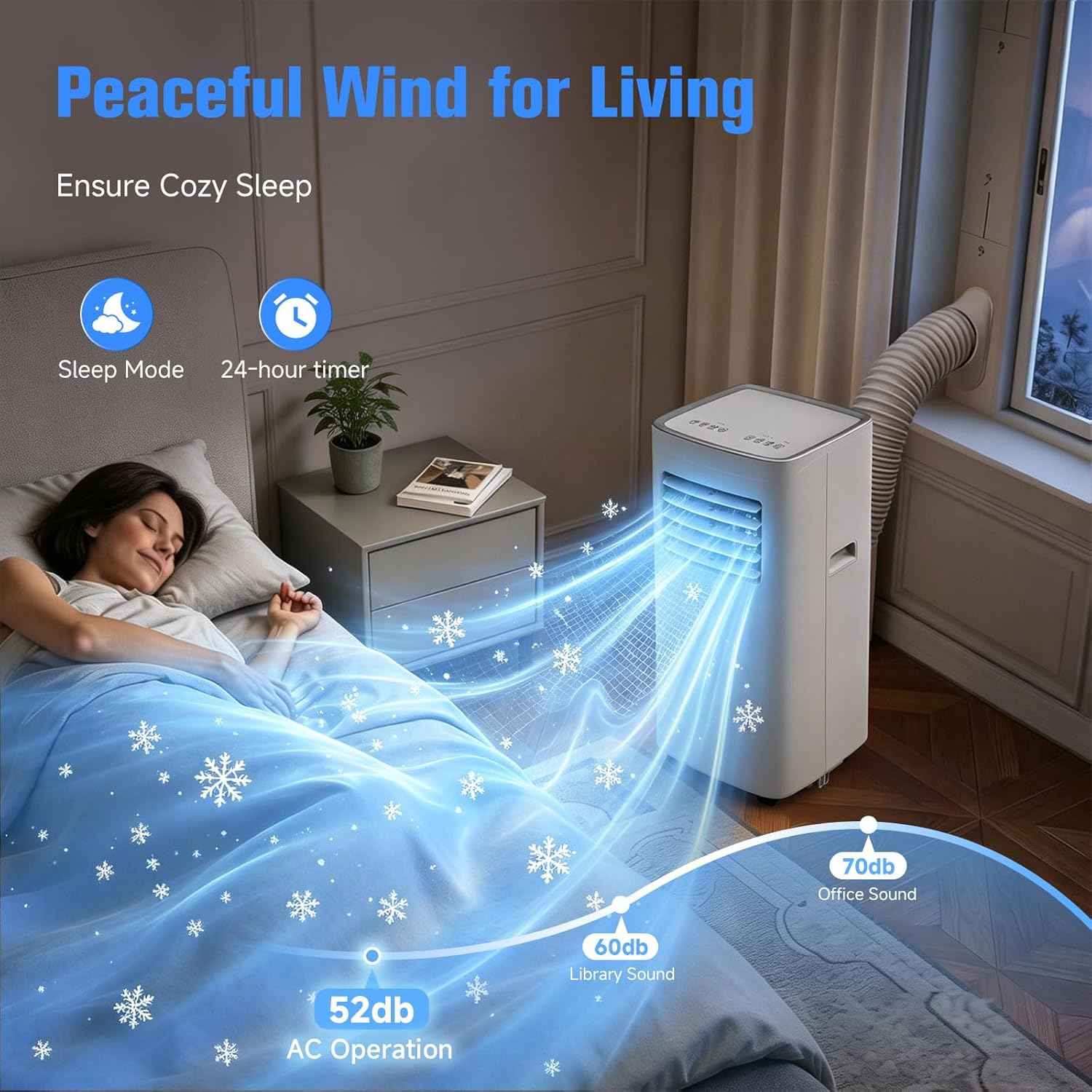 Portable Air Conditioner, 3-in-1 8500 BTU AC Unit with Fan & Dehumidifier – Quiet Cooling for Bedroom, Home Office up to 450 sq.ft, Includes Complete Window Mount Kit