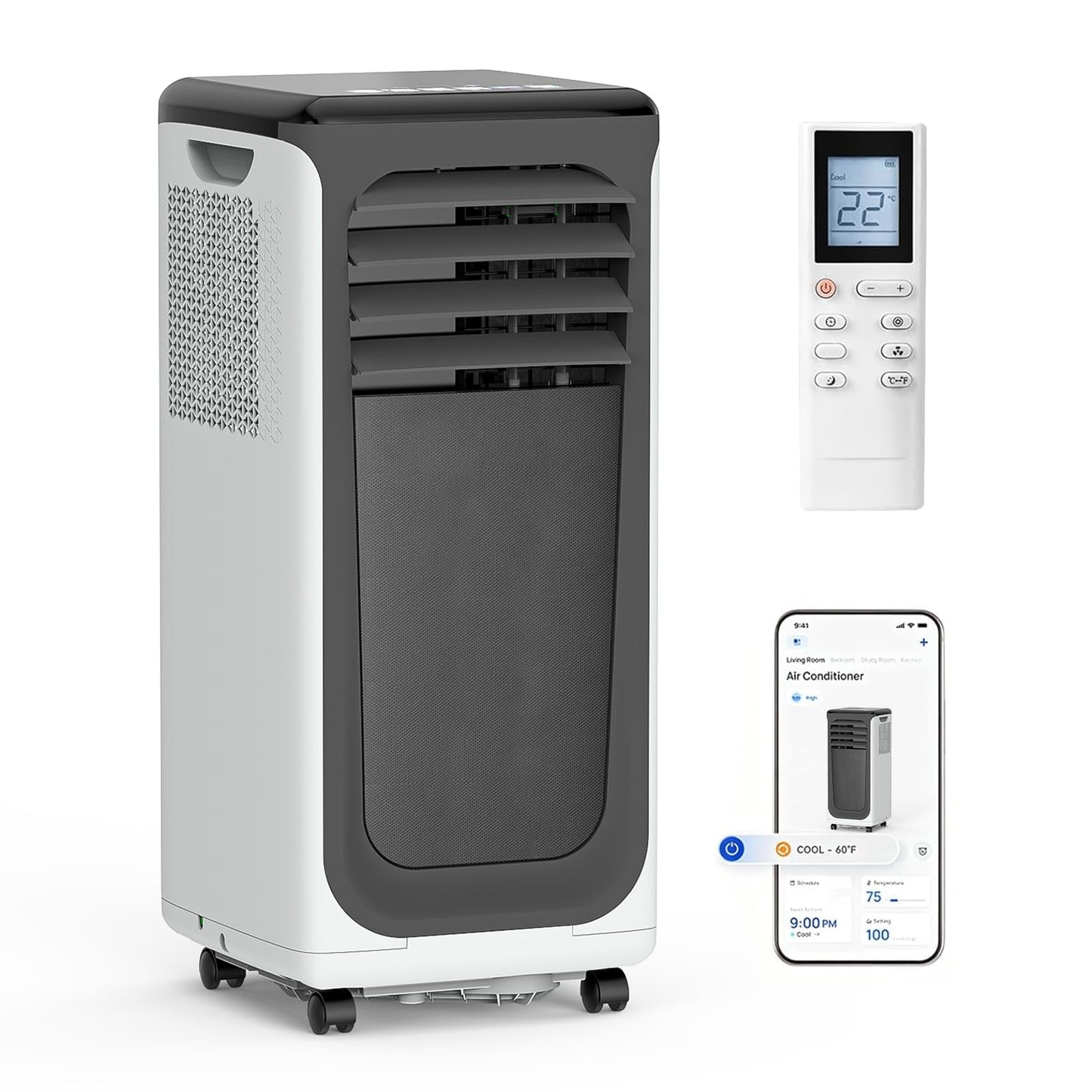 Portable Air Conditioner, 3-in-1 8500 BTU AC Unit with Fan & Dehumidifier – Quiet Cooling for Bedroom, Home Office up to 450 sq.ft, Includes Complete Window Mount Kit