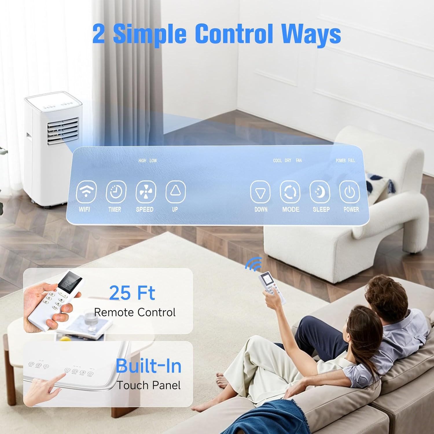 Portable Air Conditioner, 3-in-1 8500 BTU AC Unit with Fan & Dehumidifier – Quiet Cooling for Bedroom, Home Office up to 450 sq.ft, Includes Complete Window Mount Kit