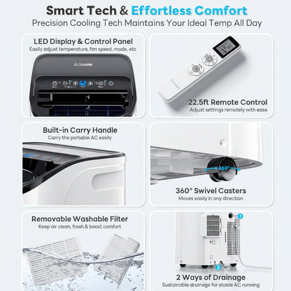 Fadify Smart Portable Air Conditioner 14,000 BTU, WiFi & Remote Control