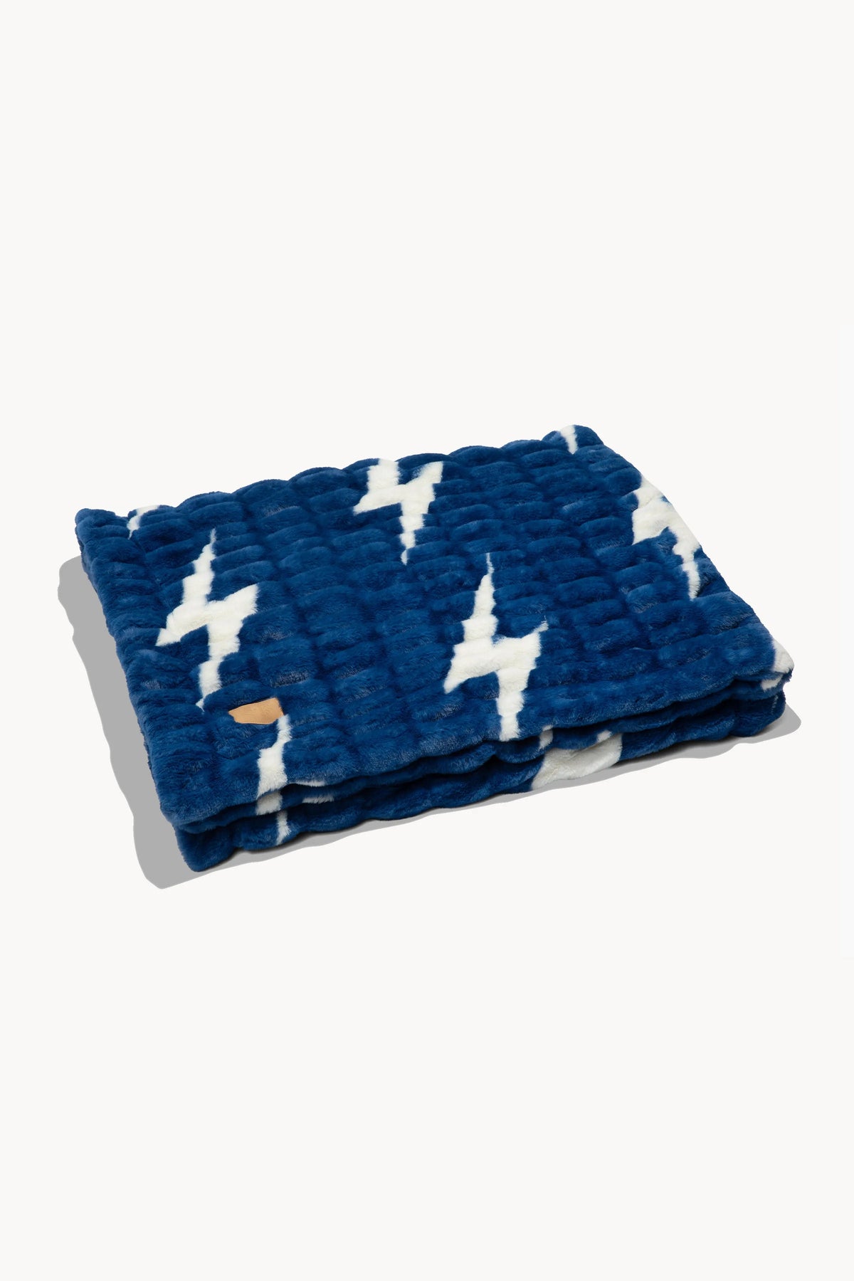 Luxury Faux Fur Blanket Blue White Bolt