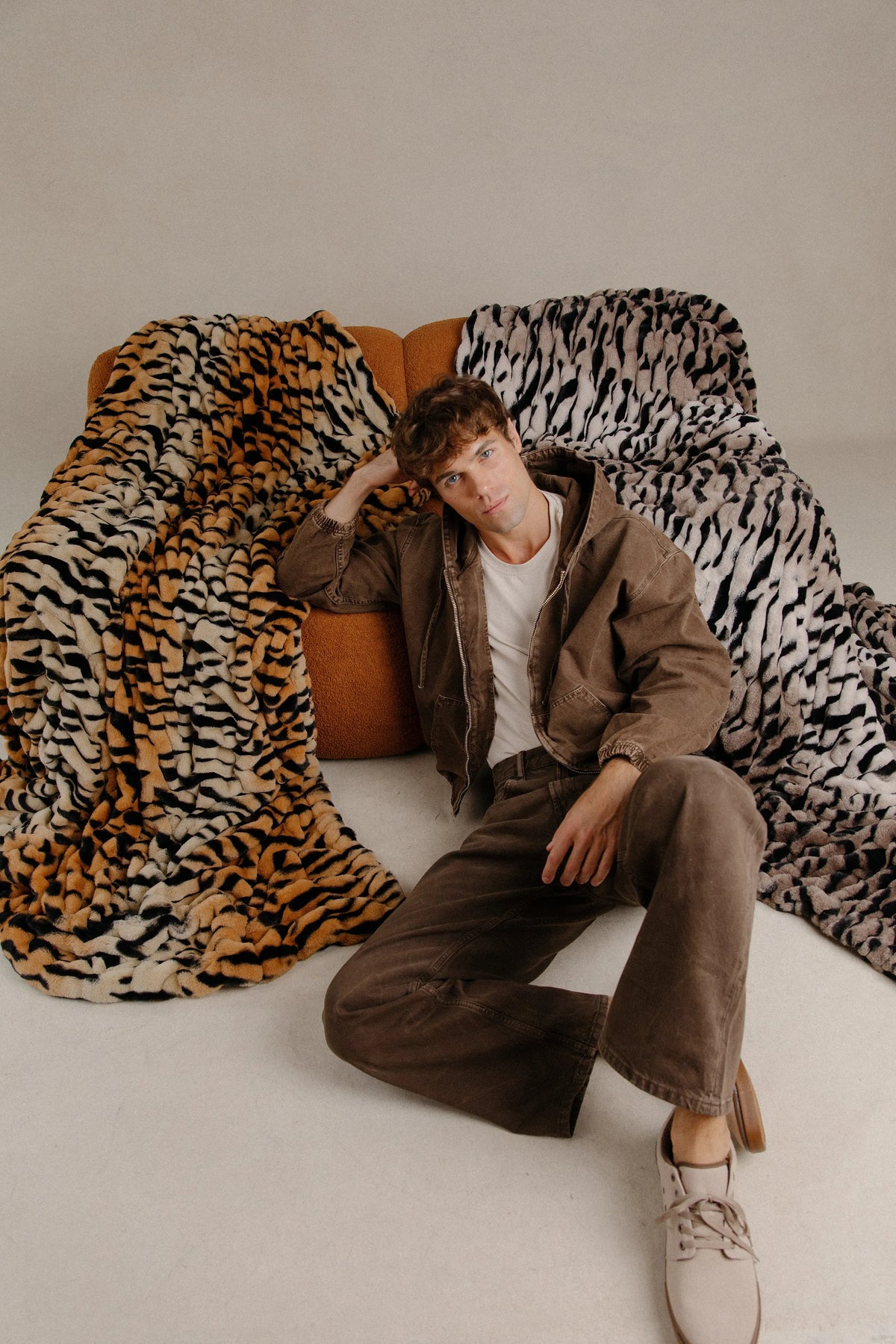 Luxury Faux Fur Blanket Desert Tiger