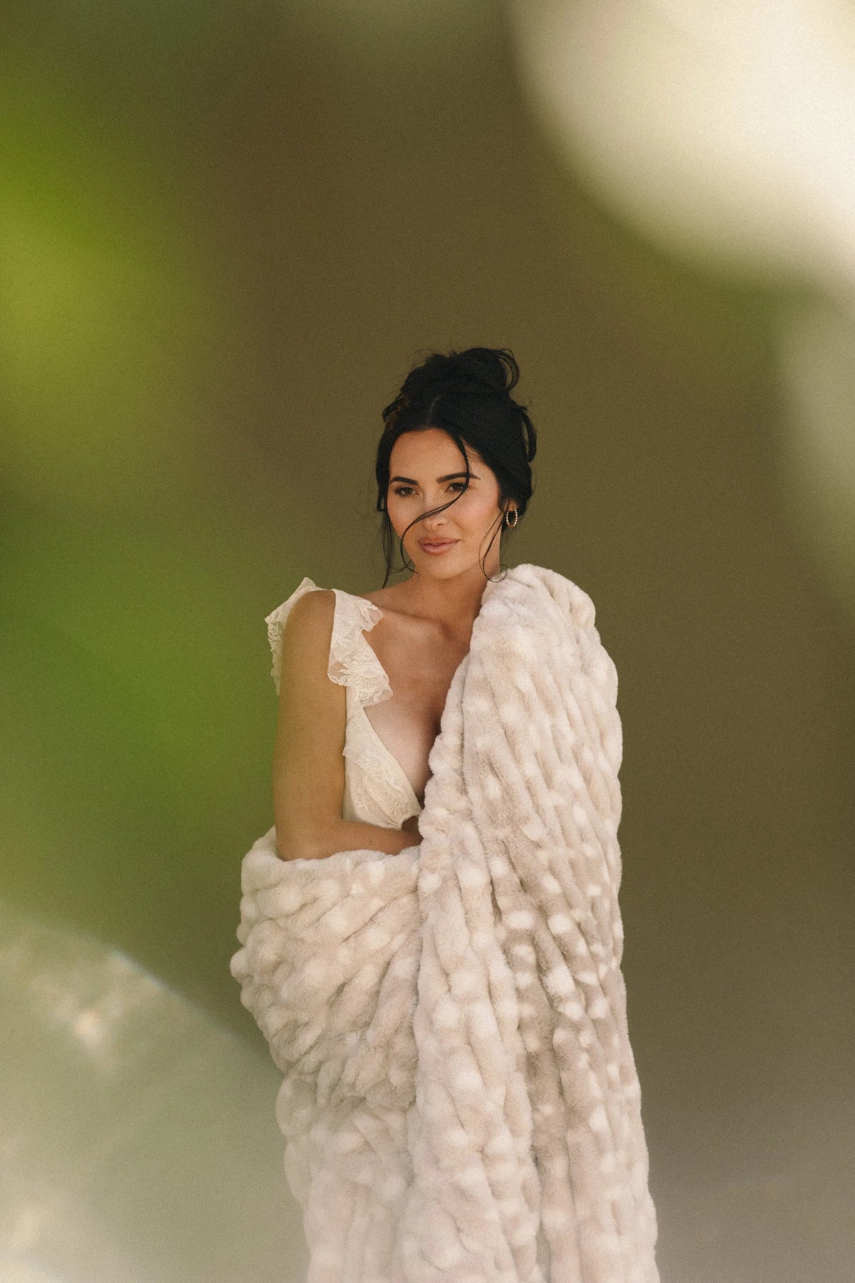 Luxury Faux Fur Blanket Ivory Fawn