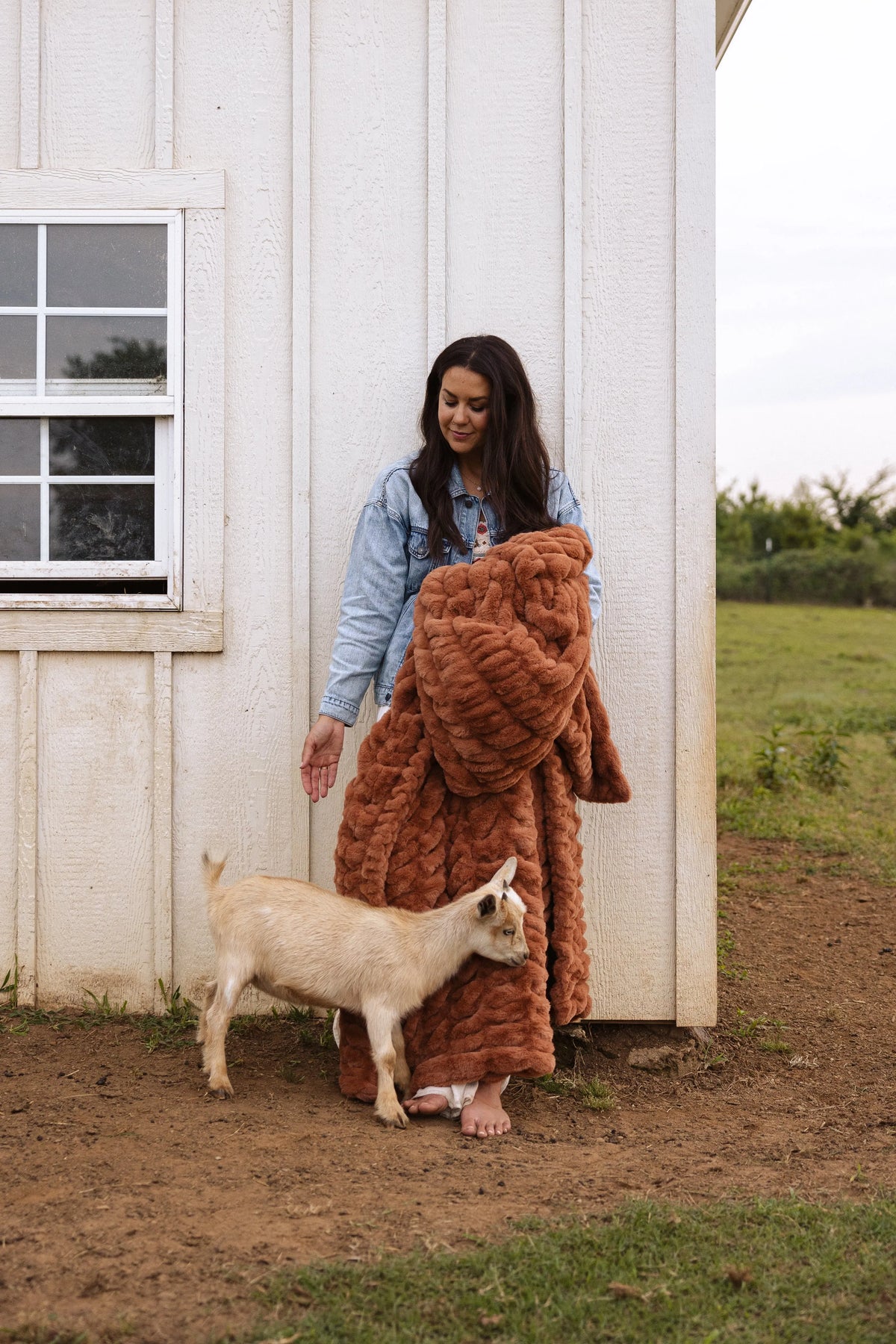 Luxury Faux Fur Blanket Jersey Brown