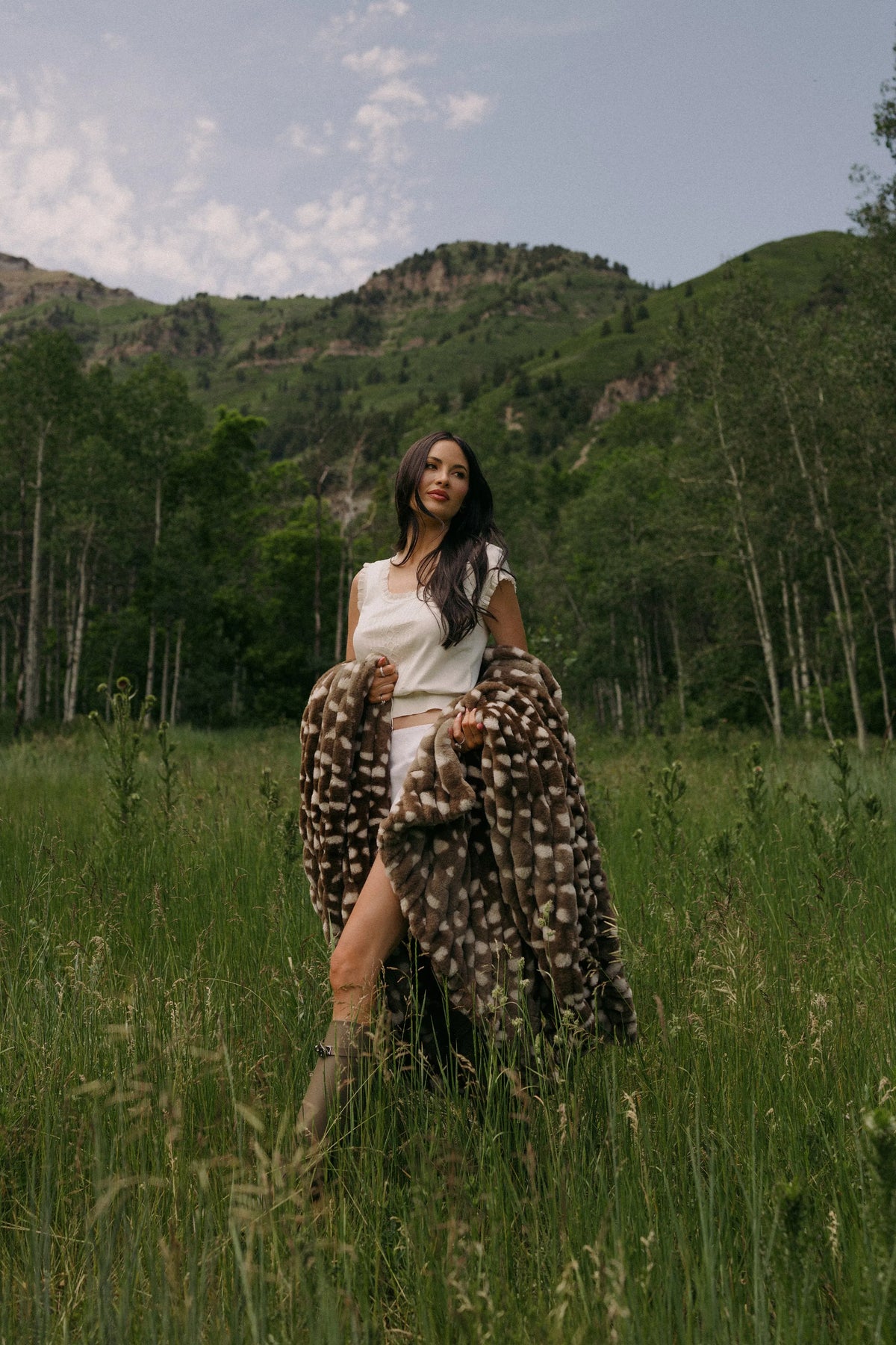 Luxury Faux Fur Blanket Woodland Fawn