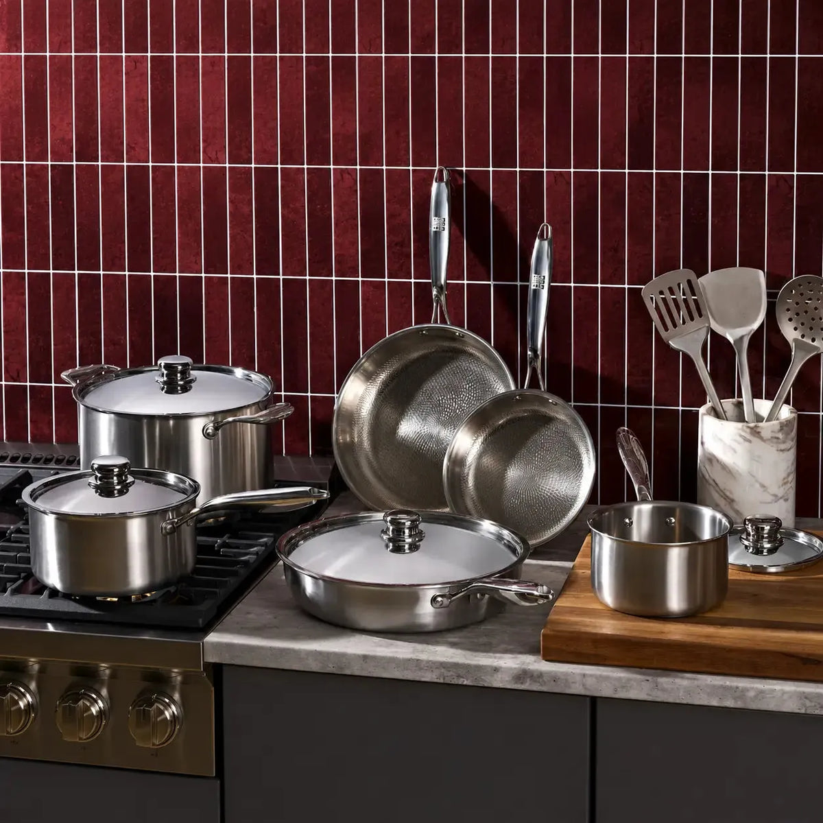 Titanium Hammered Cookware Set 12-Piece